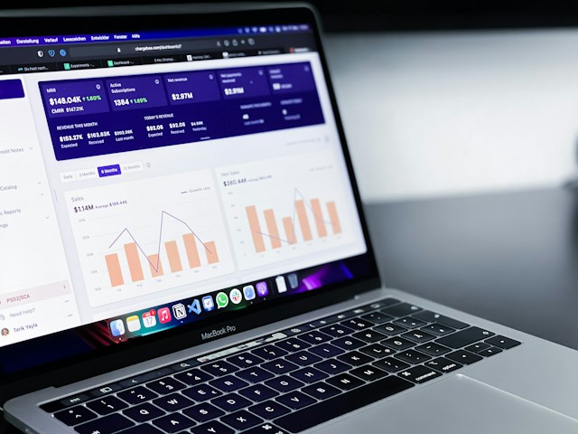 a laptop showing a website measuring data analytics